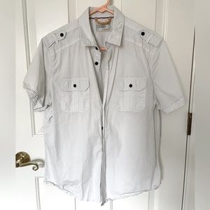 Free Planet XL men’s button down white short sleeve shirt
